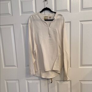 Cubavera Cream Linen Blend Henley Shirt